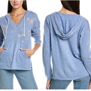 Johnny Was Sovanna Cashmere Baja Hoodie, Size M, Blue. New, w/tags. Retail $498.